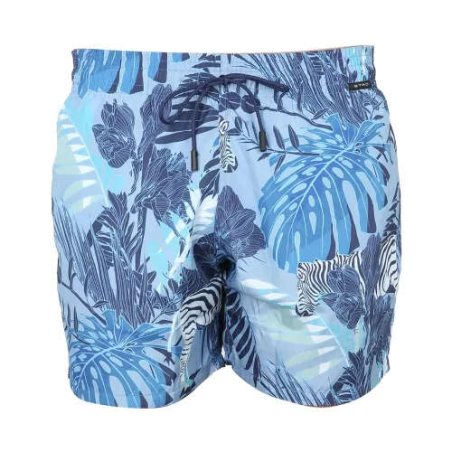 Etro , Boxer Swimsuit With Maxi Floral Print ,Blue male, Sizes: