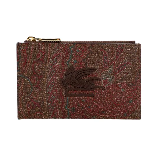 Etro , Brown Wallet with Embroidered Pegaso Logo ,Brown female, Sizes: ONE SIZE