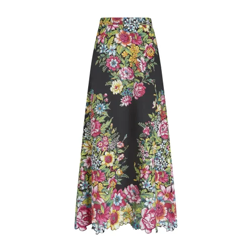 Etro , Flared Bouquet Print Cotton Skirt ,Multicolor female, Sizes: