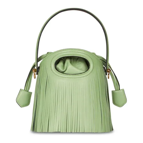 Etro , Green Leather Mini Bucket Bag with Fringes ,Green female, Sizes: ONE SIZE