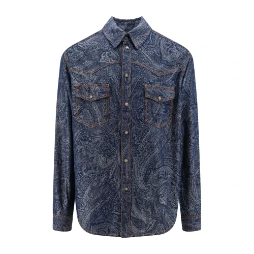 Etro , Iconic Print Cotton Linen Shirt ,Blue male, Sizes: