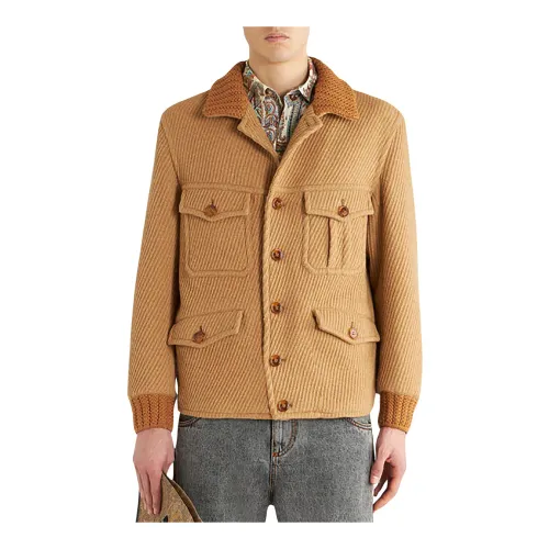 Etro , Knit Detail Jacket ,Beige male, Sizes: