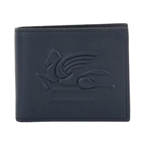 Etro , Leather Logo Embossed Wallet Blue ,Blue male, Sizes: ONE SIZE