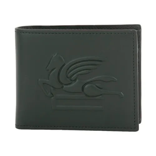 Etro , Leather Logo Embossed Wallet Green ,Green male, Sizes: ONE SIZE