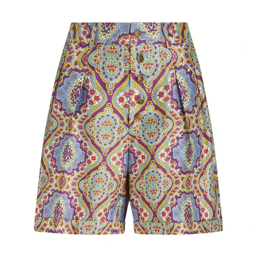 Etro , Medallion Print Wide Leg Silk Shorts ,Multicolor female, Sizes: