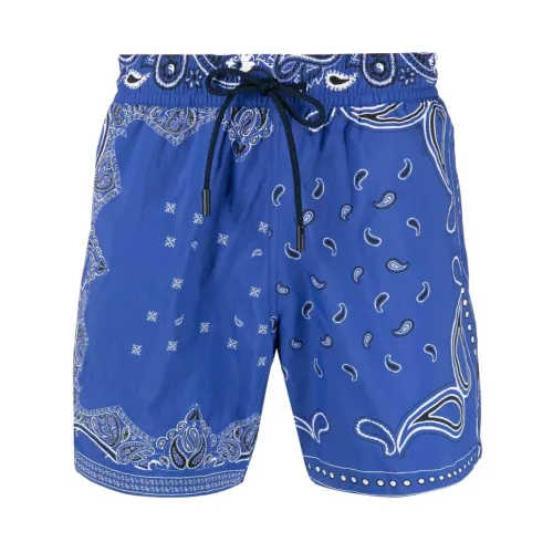 Etro , Paisley Print Logo Swim Shorts ,Blue male, Sizes: