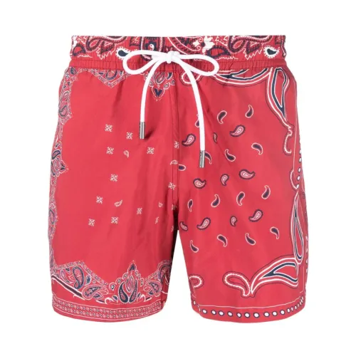 Etro , Paisley Print Logo Swim Shorts ,Red male, Sizes: