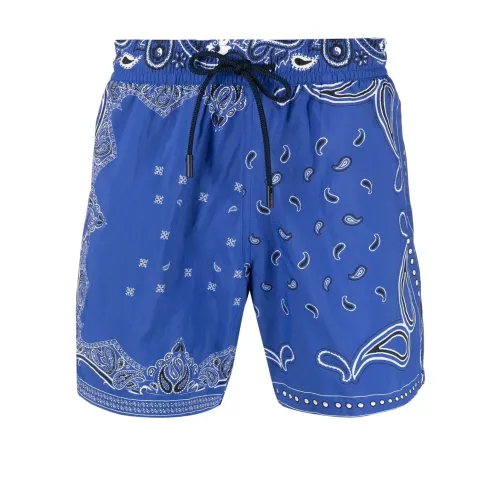 Etro , Printed nylon swimming shorts ,Blue male, Sizes: