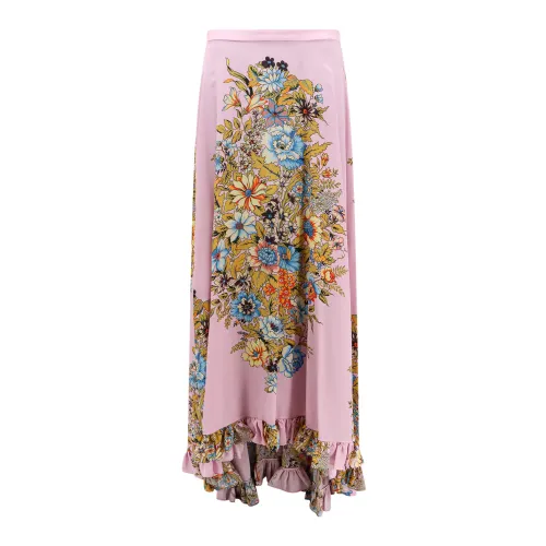 Etro , Purple Floral Silk Skirt ,Multicolor female, Sizes: