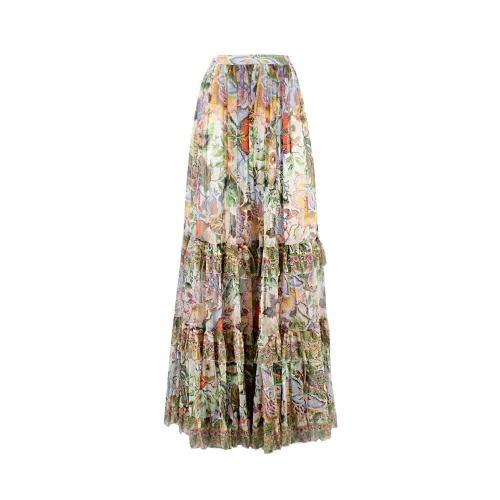 Etro , Silk Creponne Flounced Skirt ,Multicolor female, Sizes: