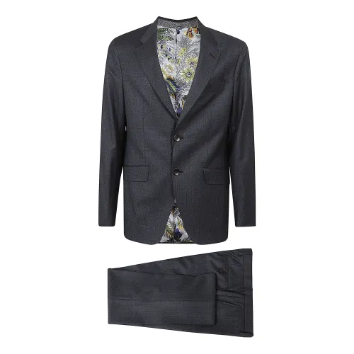 Etro , Soft Construction Roma Suit ,Black male, Sizes: