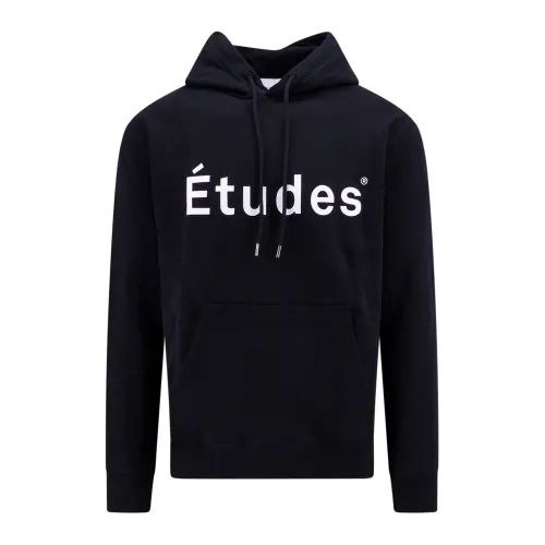 Études , Black Hooded Sweatshirt with Kangaroo Pocket ,Black male, Sizes:
