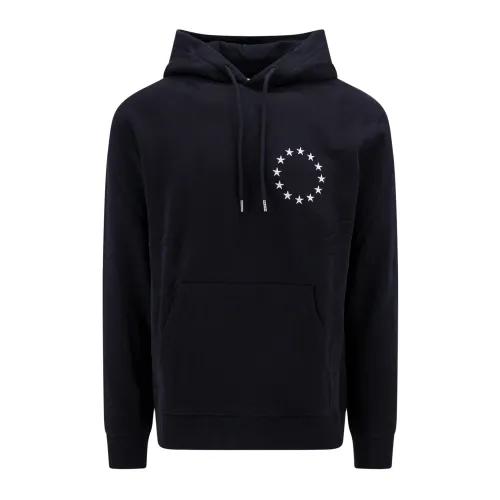Études , Black Hooded Sweatshirt with Logo Embroidery ,Black male, Sizes: