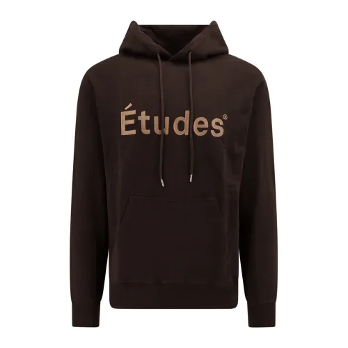 Études , Brown Hooded Sweatshirt ,Brown male, Sizes: