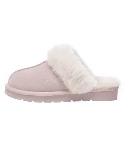 EVER AU Womens Women Raven Slippers - Pink Suede