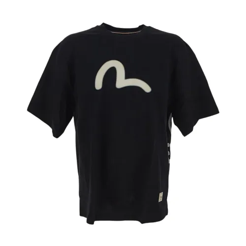 Evisu , Graffiti Daruma Face Printed T-Shirt ,Black male, Sizes: