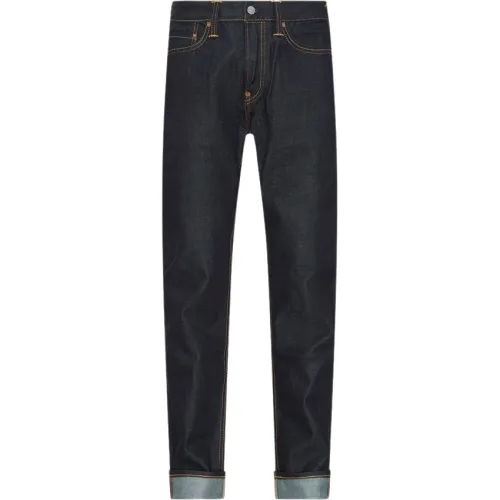 Evisu , Raw Denim Jeans with Embroidered Back Pockets ,Blue male, Sizes:
