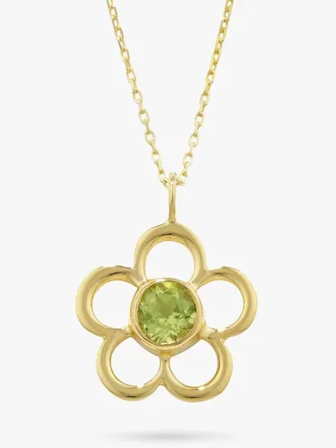 E.W Adams 9ct Gold Birthstone Blossom Pendant Necklace - Peridot/August - Female
