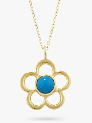 E.W Adams 9ct Gold Birthstone Blossom Pendant Necklace - Turquoise/December - Female