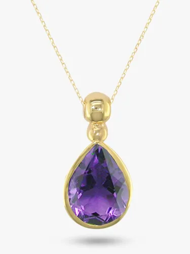 E.W Adams 9ct Gold Pear Cut Amethyst Pendant Necklace, Gold/Purple - Gold/Purple - Female