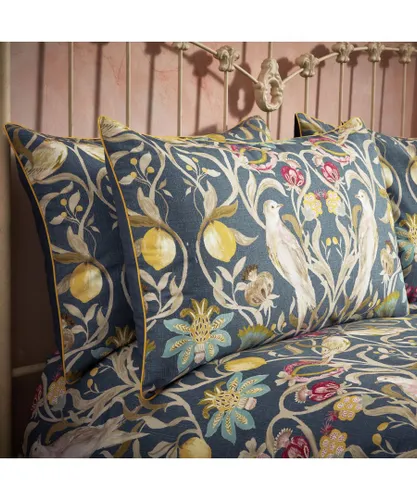EW by Edinburgh Weavers Liberty Floral Birds Luxury Cotton Pillowcase Pair - Navy - Size 50 cm x 75 cm