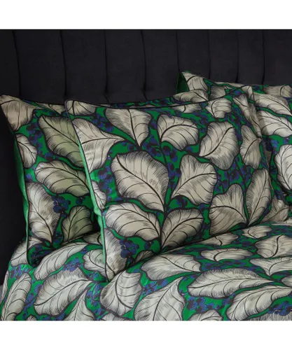 EW by Edinburgh Weavers Magali Leaf Premium Cotton Sateen Pillowcase Pair - Emerald - Size 50 cm x 75 cm