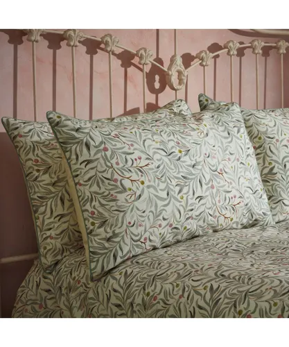 EW by Edinburgh Weavers Malory Botanical Luxury Cotton Pillowcase Pair - Green - Size 50 cm x 75 cm