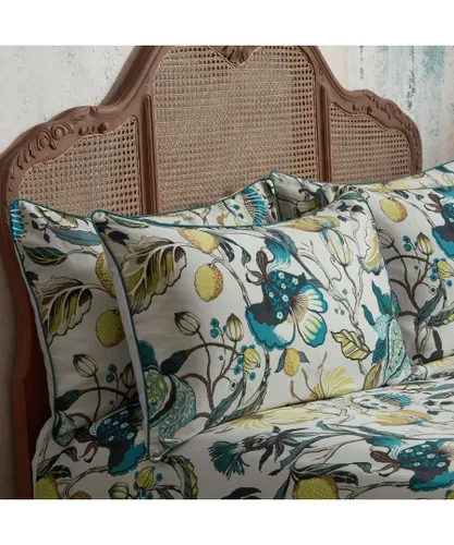 EW by Edinburgh Weavers Morton Floral Premium Cotton Sateen Pillowcase Pair - Teal - Size 50 cm x 75 cm