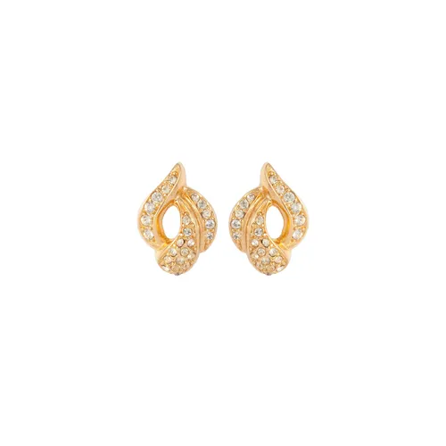 Exclusive Vintage Yellow Gold Plated Dior Crystal Earrings