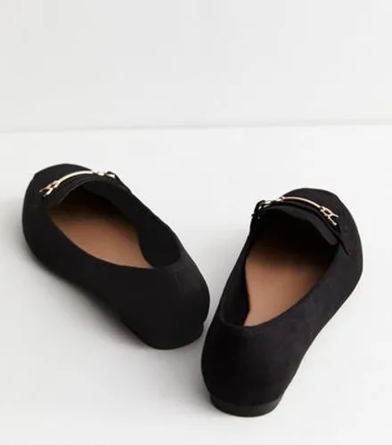 Extra Wide Fit Black Suedette Bar Loafers New Look Vegan