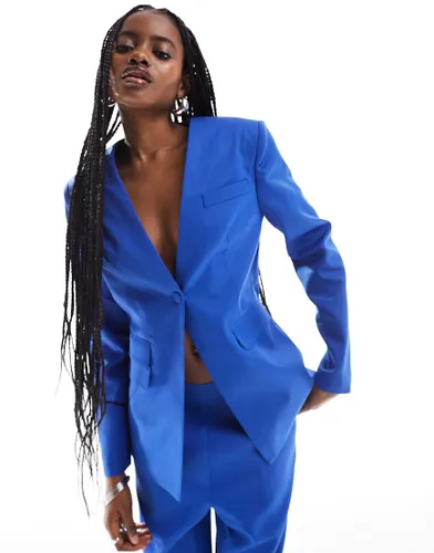 Extro & Vert tailored buttoned blazer in cobalt co-ord-Blue