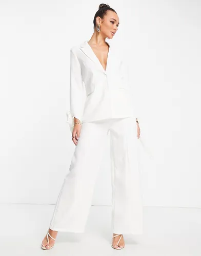 Extro & Vert wide leg trousers with buckle side in off white co-ord