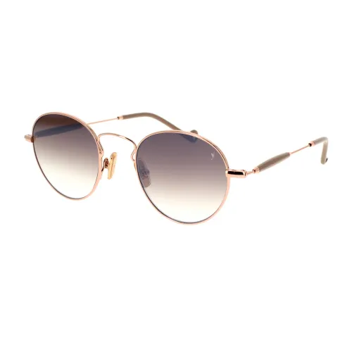 Eyepetizer , Elegant Round Sunglasses in Rose Gold with Brown Gradient Lenses ,Yellow unisex, Sizes: