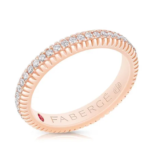 Faberge Colours of Love 18ct Rose Gold Diamond Fluted Band Ring - 52