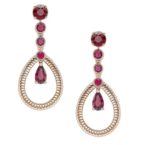 Faberge Colours of Love 18ct Rose Gold Ruby Fluted Teardrop Earrings