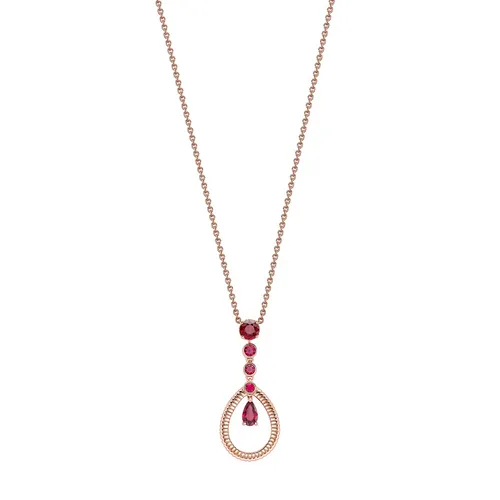 Faberge Colours of Love 18ct Rose Gold Ruby Fluted Teardrop Pendant