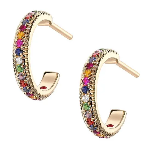 Faberge Colours of Love 18ct Yellow Gold Multi Stone Hoop Earrings - Yellow Gold