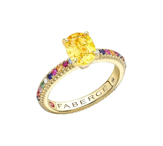 Faberge Colours of Love 18ct Yellow Gold Oval Yellow Sapphire Multi Gemstone Fluted Ring - 53