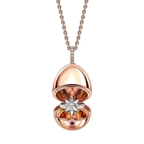 Faberge Essence 18ct Rose Gold Diamond Star Surprise Locket