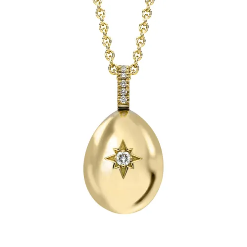 Faberge Essence 18ct Yellow Gold 0.08ct Diamond Heart Egg Pendant Exclusive Edition - Yellow Gold