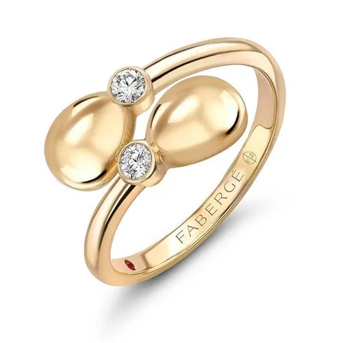 Faberge Essence 18ct Yellow Gold Diamond Crossover Ring - 52