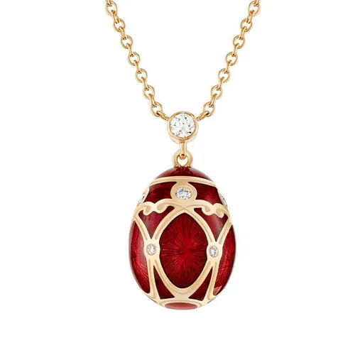 Faberge Palais Yelagin 18ct Rose Gold Diamond Red Small Pendant - Rose Gold