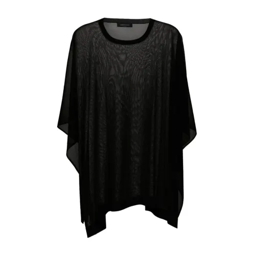 Fabiana Filippi , Black Knit Cape Jacket with Lurex Detailing ,Black female, Sizes: ONE