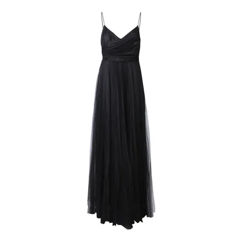 Fabiana Filippi , Black Pleated Tulle Maxi Dress ,Black female, Sizes: