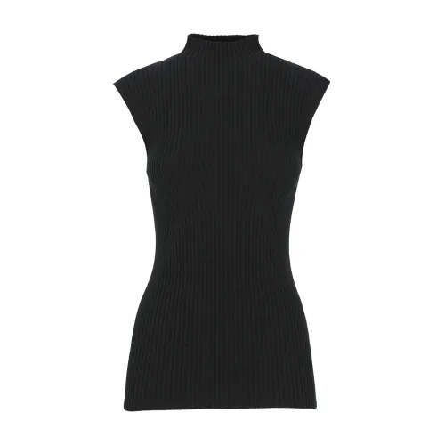 Fabiana Filippi , Black Ribbed Cotton Shirt for Women ,Black female, Sizes: