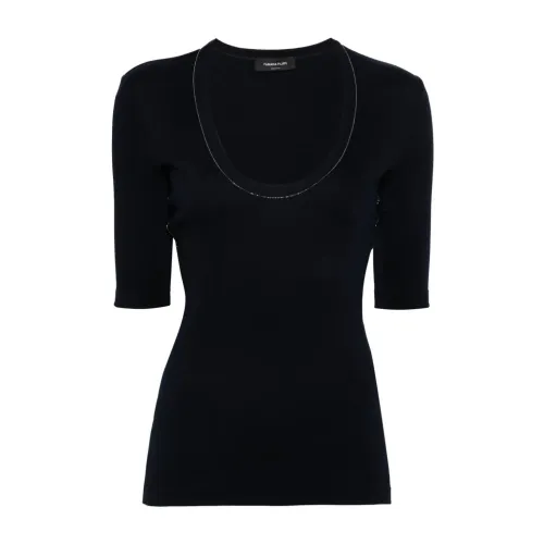 Fabiana Filippi , Black T-Shirts & Polos for Women ,Black female, Sizes: