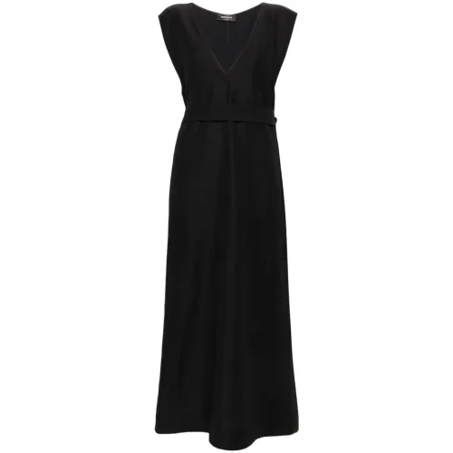 Fabiana Filippi , Black V-Neck Sleeveless Shift Dress ,Black female, Sizes: