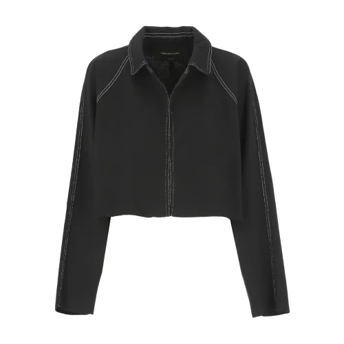 Fabiana Filippi , Black Wool Blouse with Collar and Long Sleeves ,Black female, Sizes: