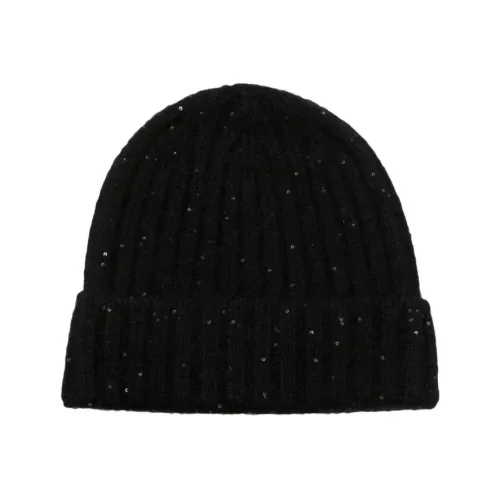 Fabiana Filippi , Black Wool Winter Hat ,Black female, Sizes: ONE