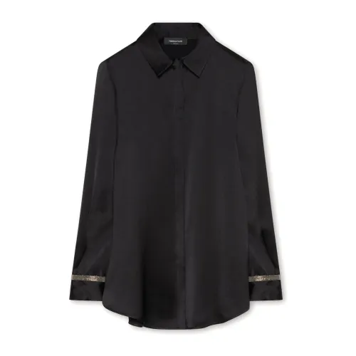 Fabiana Filippi , Button-Up Shirt with Cuff Detail ,Black female, Sizes: